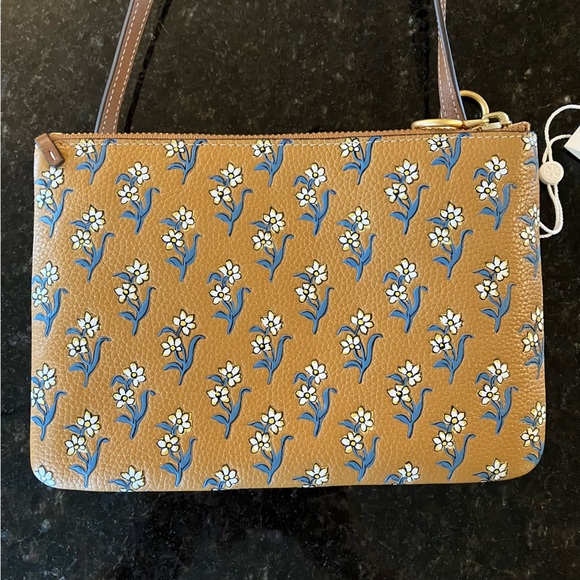 New Tory Burch Perry Bombé Printed Double-Zip Mini Bag, Floral Crossbody Purse - Picture 6 of 16